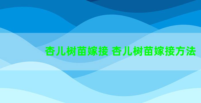 杏儿树苗嫁接 杏儿树苗嫁接方法